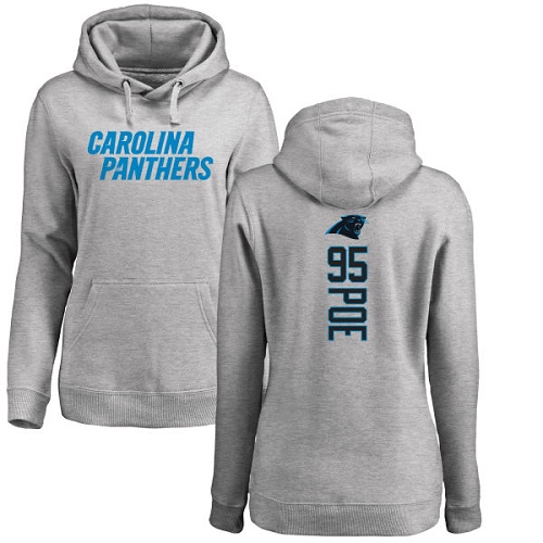 Carolina Panthers Ash Women Dontari Poe Backer NFL Football 95 Pullover Hoodie Sweatshirts